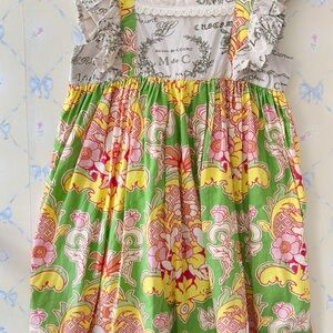 Mustard Pie Green and Yellow Floral Dress